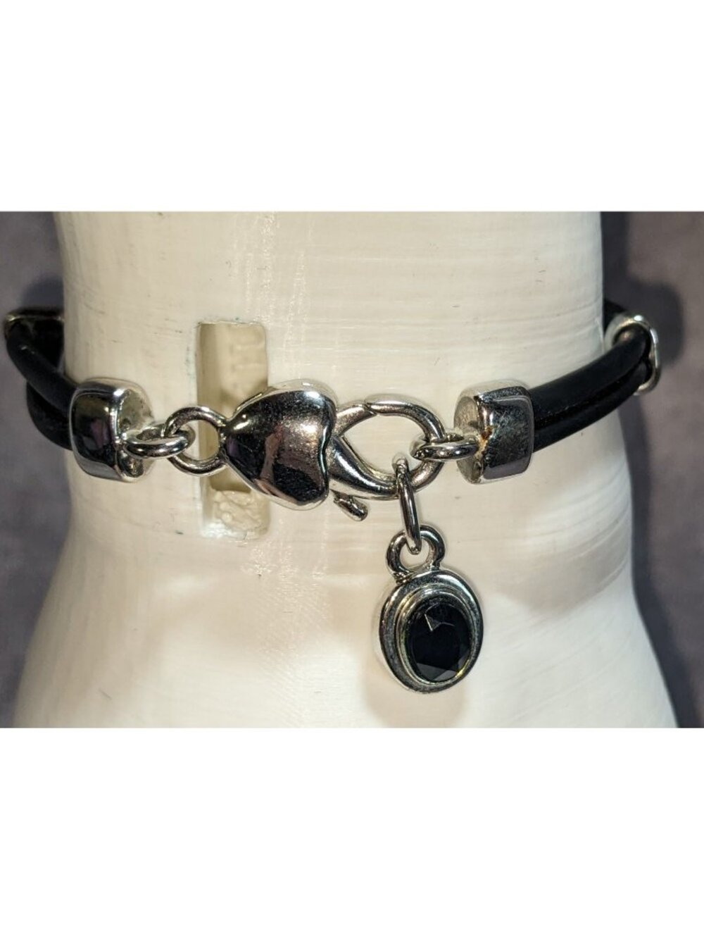 Y2K Goth Minimalist MX Signature Black Cord Bracelet with Faceted Black Crystal